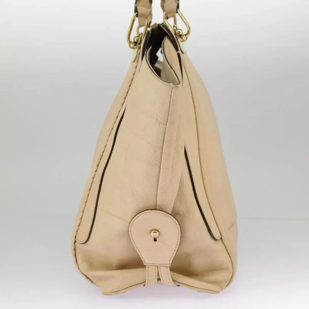 Chloe Tote Bag Leather Beige Gold Auth - Picture 13 of 16